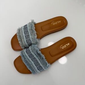 ALDO Light Blue and Tan Women's Slide Sandals